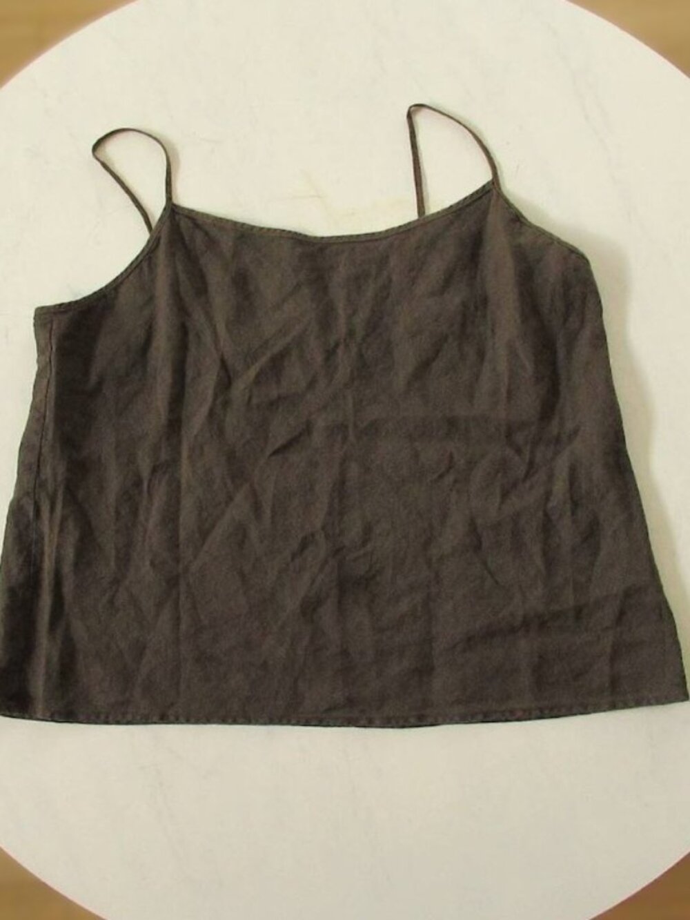 Bryn Walker 100% Linen Tank Top XL Brown Flowy Made USA Lagenlook